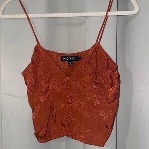 Cropped Rust Button Top